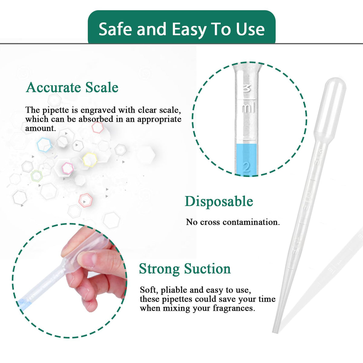 500PCS 3ml Disposable Plastic Transfer Pipettes for Oil Lab Art