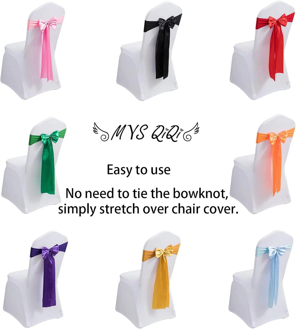 Royal Blue Spandex Chair Bands - Pack of 6 Stretch Sashes for Wedding, Party, Banquet & Home Decoration