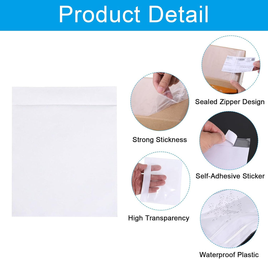 4.5x5.5" Clear Packing List Envelope, 100 Pack Plastic Waterproof Self-Adhesive Side Loading Mailing Invoice Label