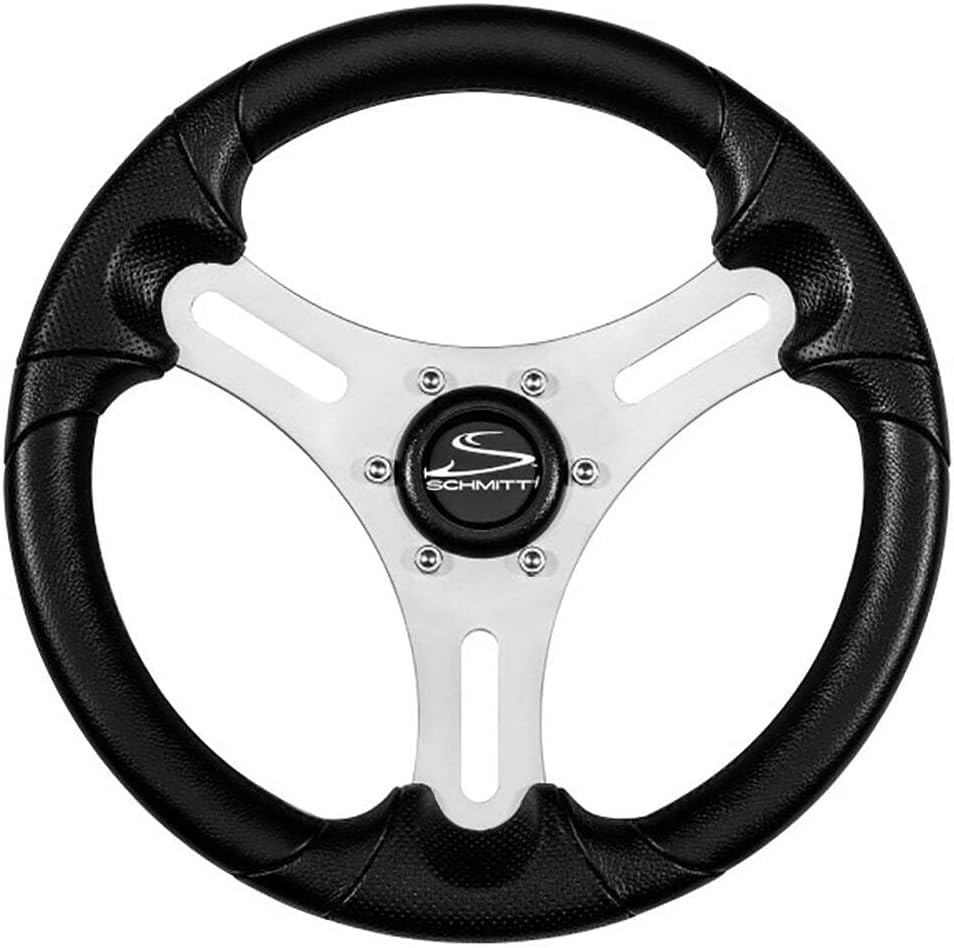 Schmitt Ongaro Marine Products PU063104-01R Schmitt & Ongaro Torcello Lite 13 Wheel - Black Polyurethane Wheel W/Silver Spokes & Black Cap- 3/4 Tapered Shaft