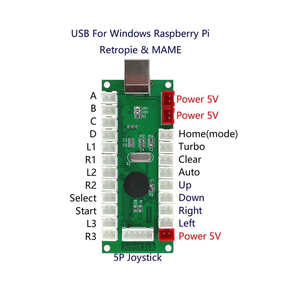 Arcade Game Controller USB Encoder Zero Delay 2 Player to Joystick Button for PC MAME Raspberry Pi Retro
