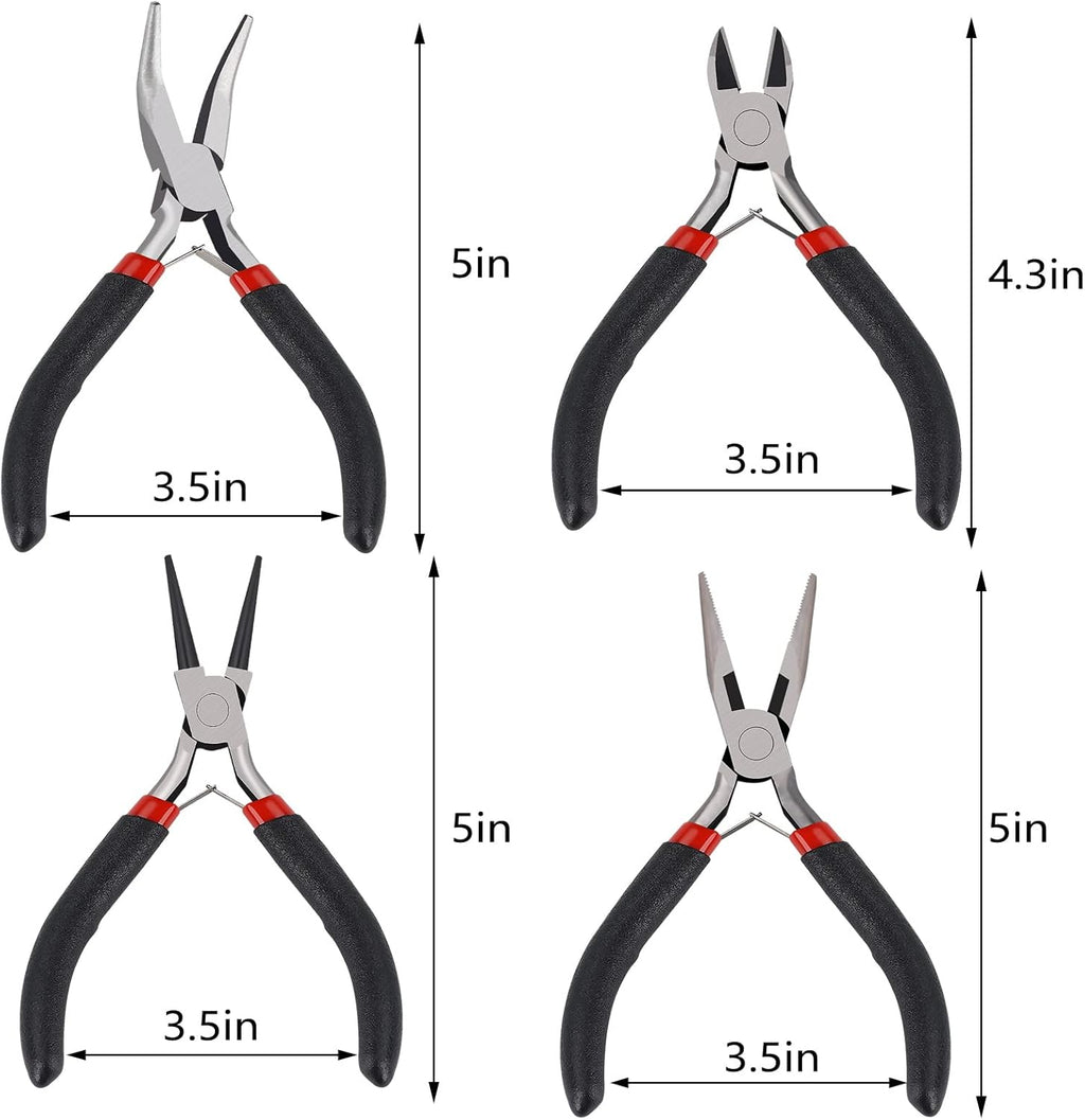4Pcs Jewelry Pliers Set Jewelry Making Pliers Tools Kit Include Jewelry Making Needle Nose Chain Nose Round Bent