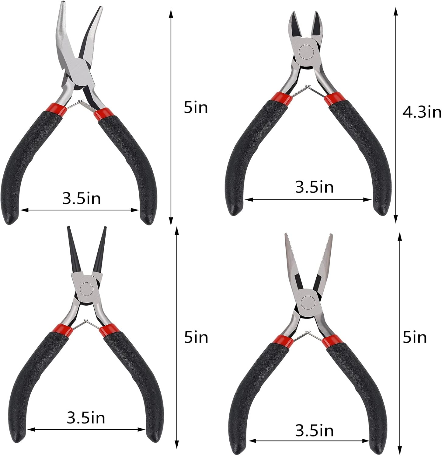 4Pcs Jewelry Pliers Set Jewelry Making Pliers Tools Kit Include Jewelry Making Needle Nose Chain Nose Round Bent