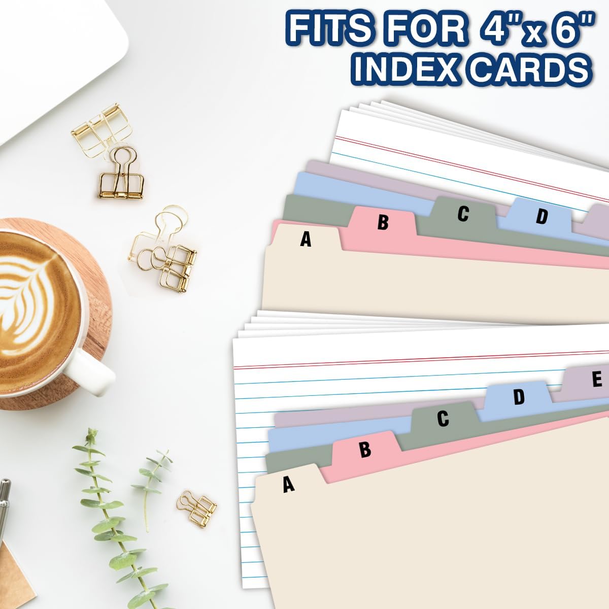 4"x6" Plastic Index Card Dividers, Pastel Colors, 25 Pack | Heavyweight, A-Z, Made of Polypropylene, Alphabetical