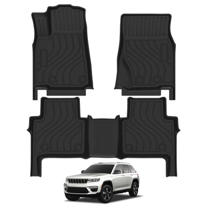 Floor Mats for 2022-2025 Jeep Grand Cherokee 5 Seats (Include 4xe, Not for WK or L), All Weather TPE Heavy Duty Floor