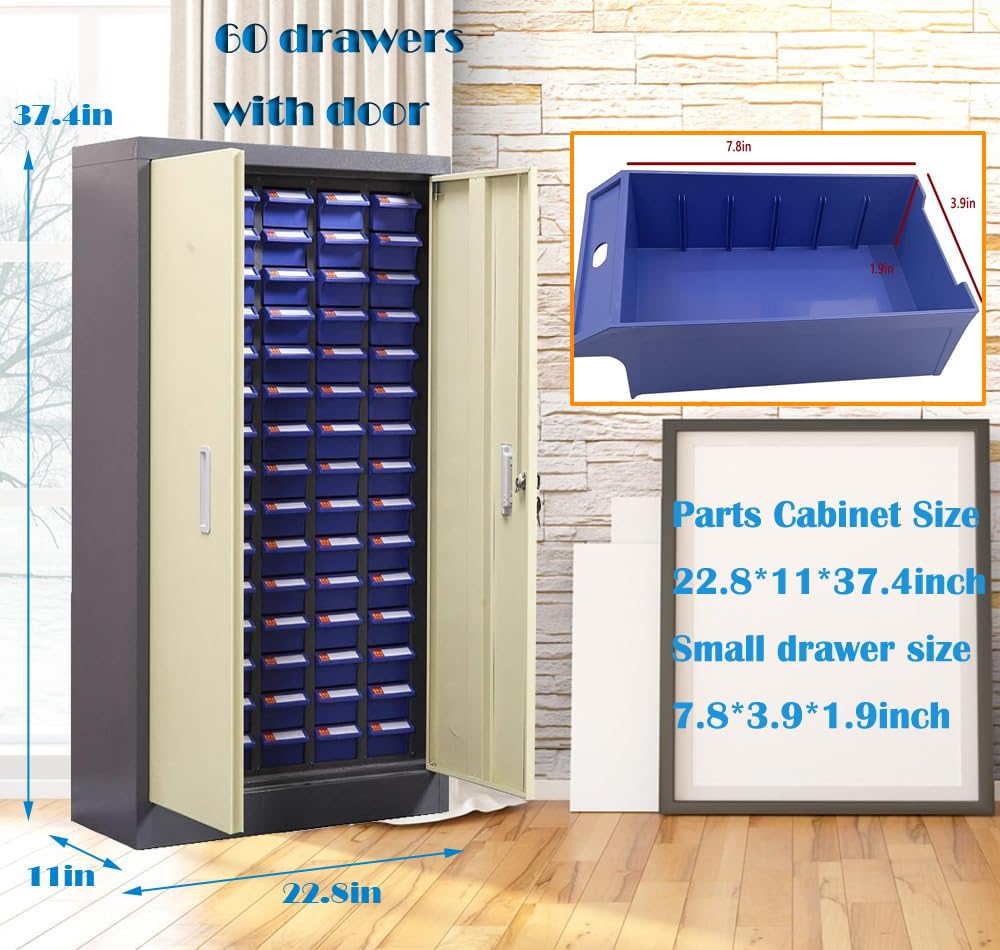 Parts Cabinet with 60 Small Drawers Tool & Office Supplies Storage Cabinet