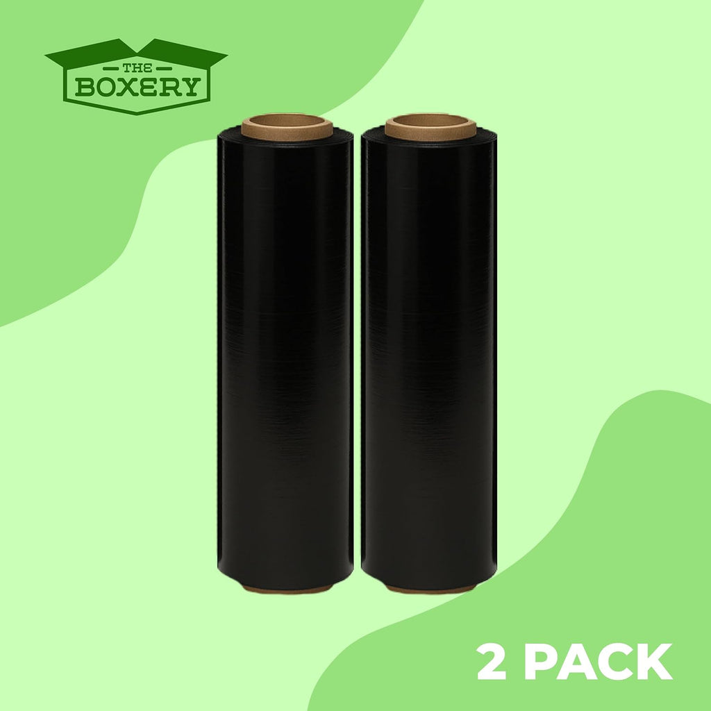 18" x 1500' Stretch Wrap – 75 Gauge Black Blown Film – 2 Rolls (3000ft Total) – Opaque Heavy-Duty Pallet Wrap for