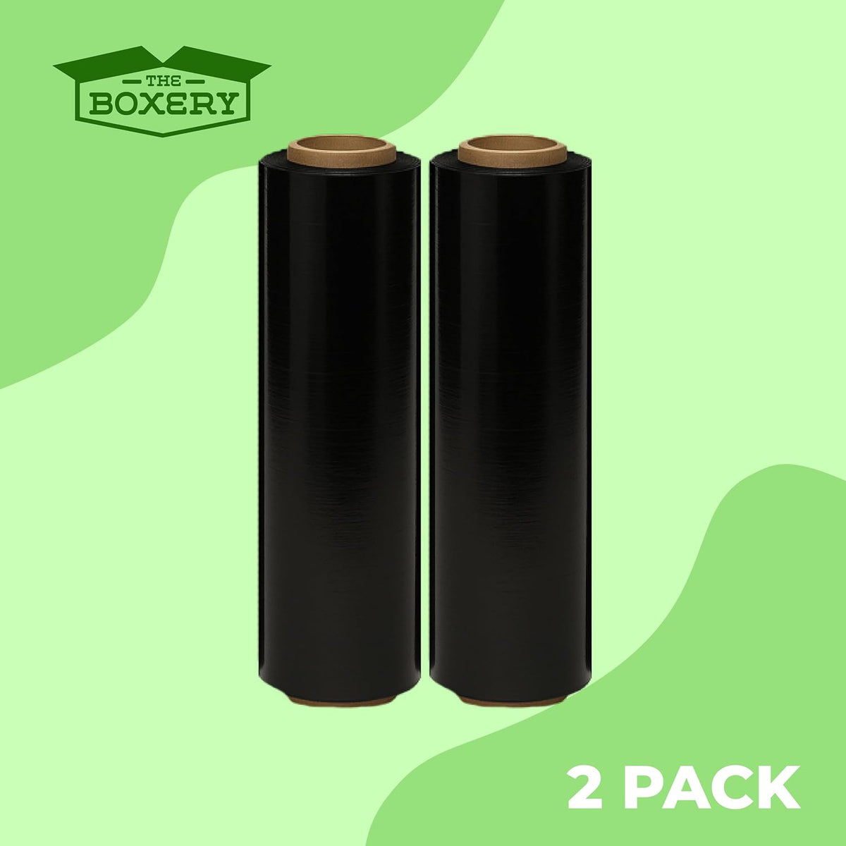 18" x 1500' Stretch Wrap – 75 Gauge Black Blown Film – 2 Rolls (3000ft Total) – Opaque Heavy-Duty Pallet Wrap for