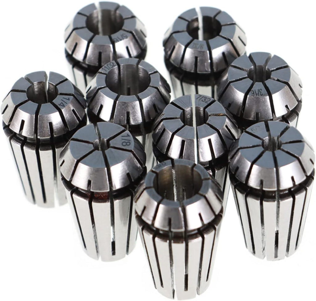 ALL-CARB 9Pcs ER16 Spring Collet Set 1/8-3/8 Inch Good Elasticity