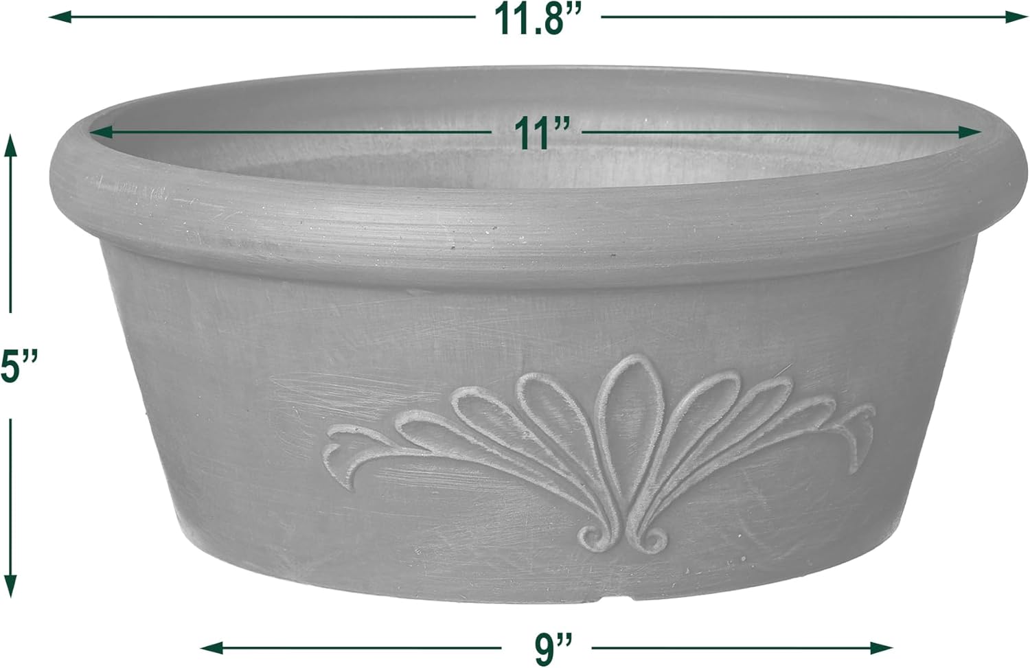 PSW Pot Collection TA30DC 12-inch Plastic/Stone/Wood Composite Bulb Pan Planter – No Drainage Hole (Drillable)