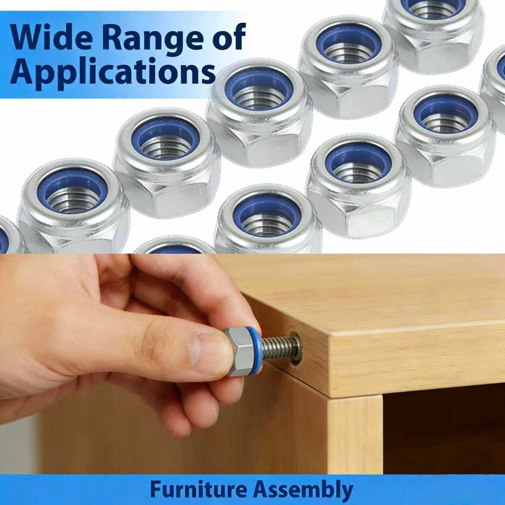 M12-1.75mm Locknuts, 12PCS 304 (A2-70) Stainless Steel Nylon Insert Lock Nuts,Standard Metric Thread Nylock Nuts