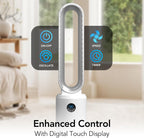 40" Bladeless Tower Fan for Bedroom with Remote Control, 9H Timer, Wide Area Oscillation, Push Button Digital