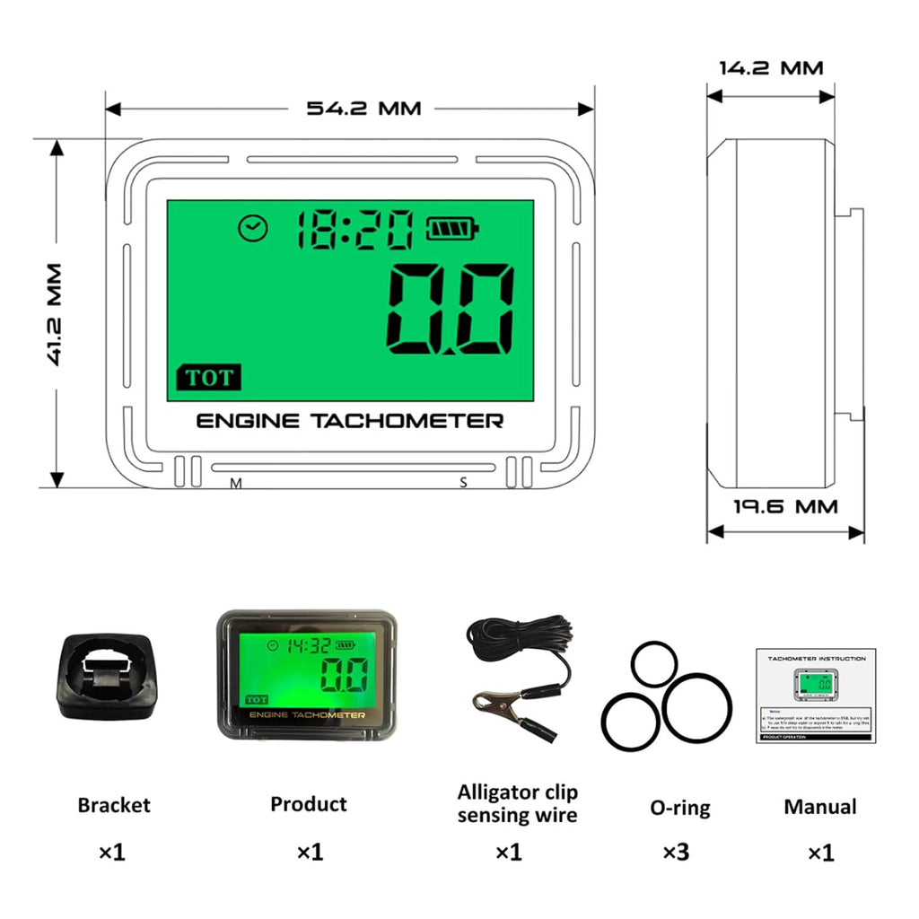 Small Engine Tachometer，Digital Tachometer，RPM Meter and Hour Gauge