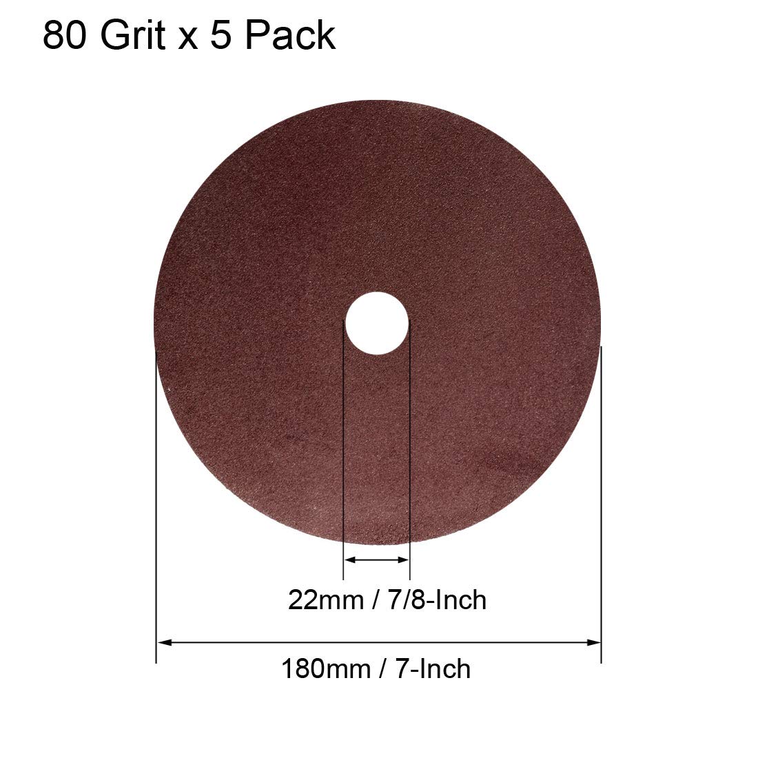 uxcell 7" x 7/8" Resin Fiber Discs 80 Grit Sanding Grinding Discs,5 Pack