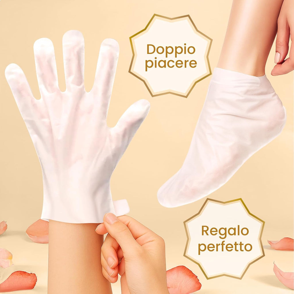 Moisturizing Hand & Foot Mask Set with Shea Butter, Jojoba Oil & Vitamin E, Foot Mask for Dry Cracked Feet & Hand