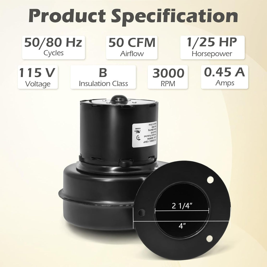 Draft Inducer Blower Motor Compatible with Dayton 1TDN7, 1TDN7A, 4C440, 1C180, Fasco 50747-D401, 7121-3466 Wood Furnace &Stove Centrifugal Blower Fan Replacement
