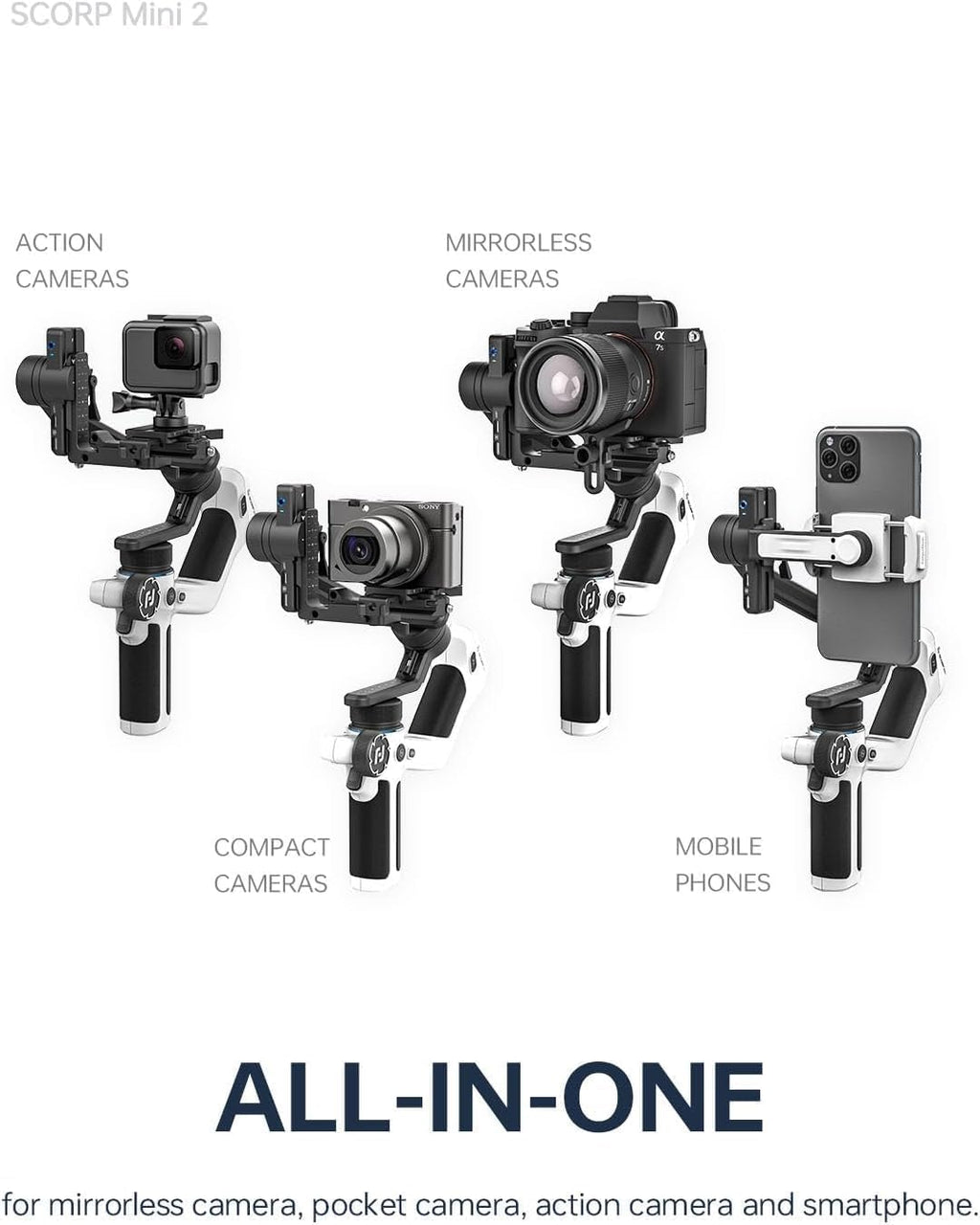 Official SCORP Mini 2 Kit Gimbal,3-Axis Camera Stabilizer with AI Tracker Fill Light,1,3IN Touch Sreen, for