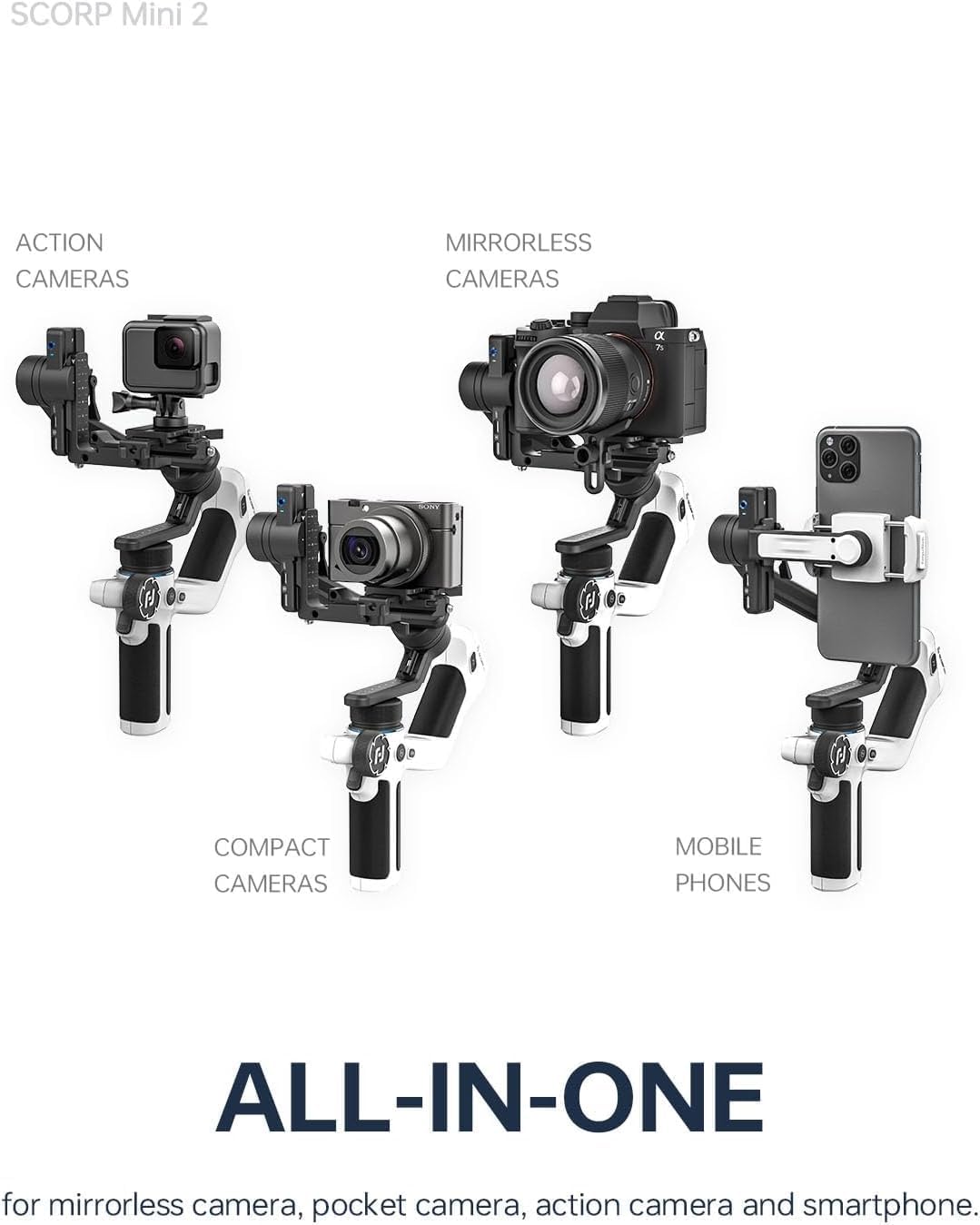 Official SCORP Mini 2 Kit Gimbal,3-Axis Camera Stabilizer with AI Tracker Fill Light,1,3IN Touch Sreen, for