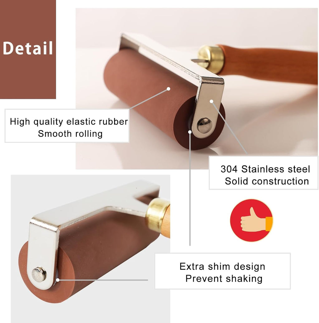 Brayer Floor Roller Vinyl Roller Rubber Roller Glue Laminate Roller,Anti Skid Tape Construction Tools for Boat