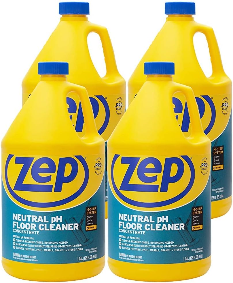 Neutral PH Industrial Floor Cleaner - 1 Gallon - ZUNEUT128 - Concentrated Pro Trusted All-Purpose Floor Cleaner (Pack