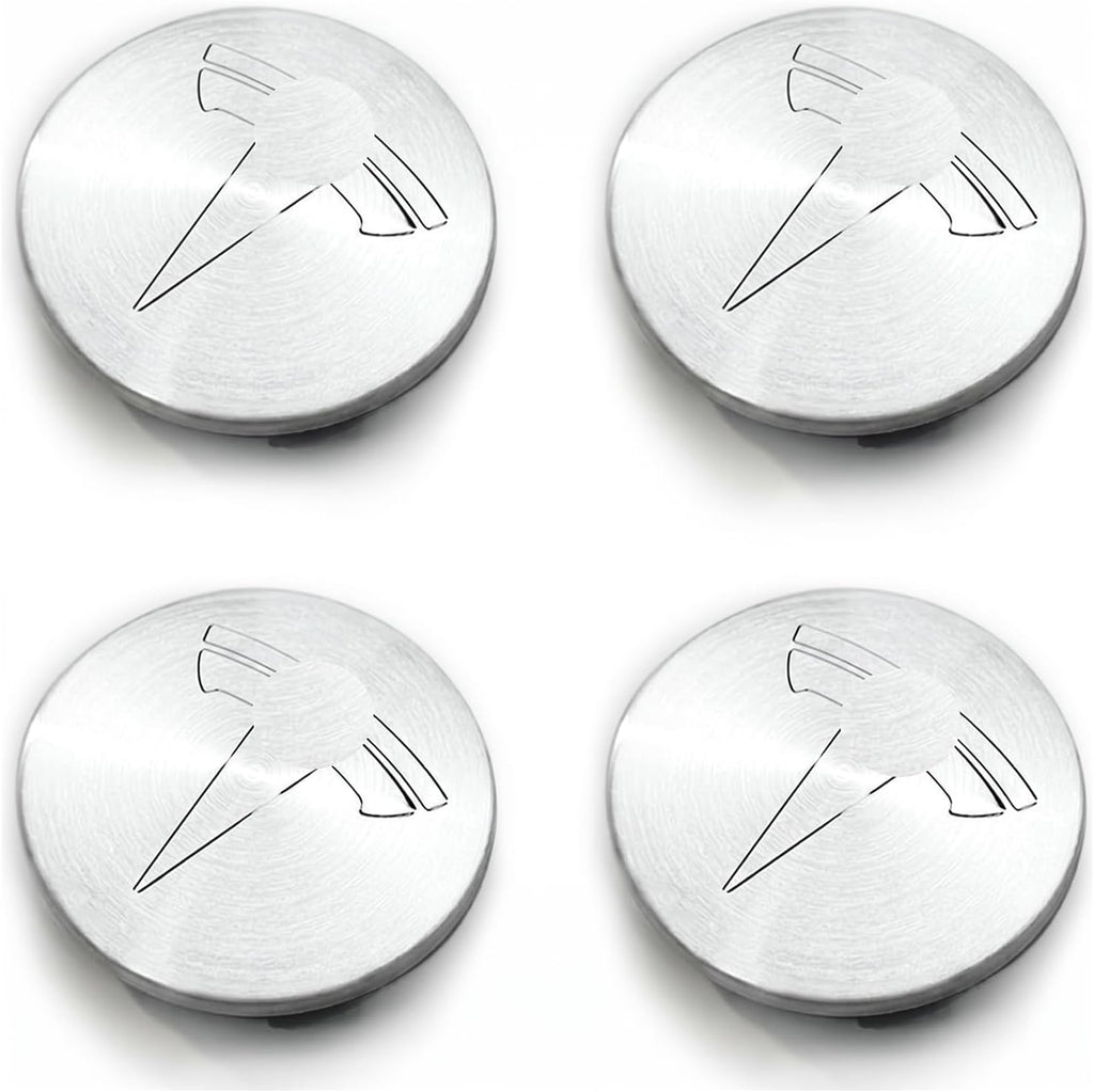 Silver Wheel Center Hub Caps with Tesla Emble Brand Center Caps for 2019-2024 Model Y with 20 Silver Lug Nut Covers