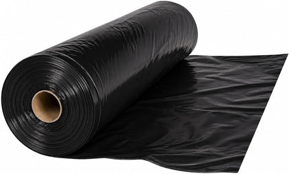 Whitecap Dura Skrim String Reinforced Black Plastic Sheeting - 6 Mil - (20' x 100') - Reinforced Poly Film Tear