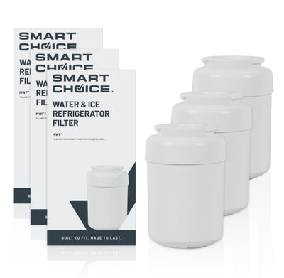 Smart Choice MWF Refrigerator Water Filter Replacement 3 Pack Compatible with GE and Hotpoint Reduces Chlorine Taste and Odor