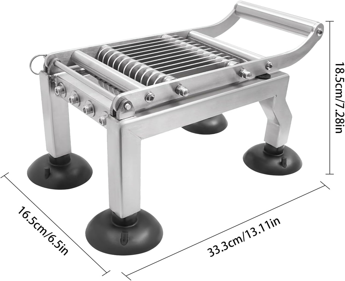 Commercial Stainless Steel Manual Fruit & Vegetable Slicer, 10mm Thickness Kitchen Prep Tool with Suction Cups for