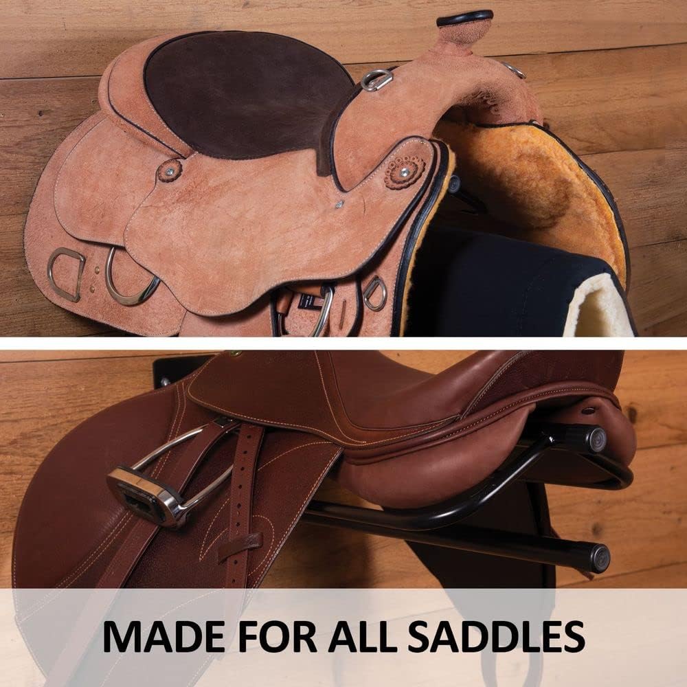 Saddle Rack with Pad Bar for Horse Enthusiast | Heavy-Duty Saddle Rack Wall Mount | Western & English Saddle Rack |
