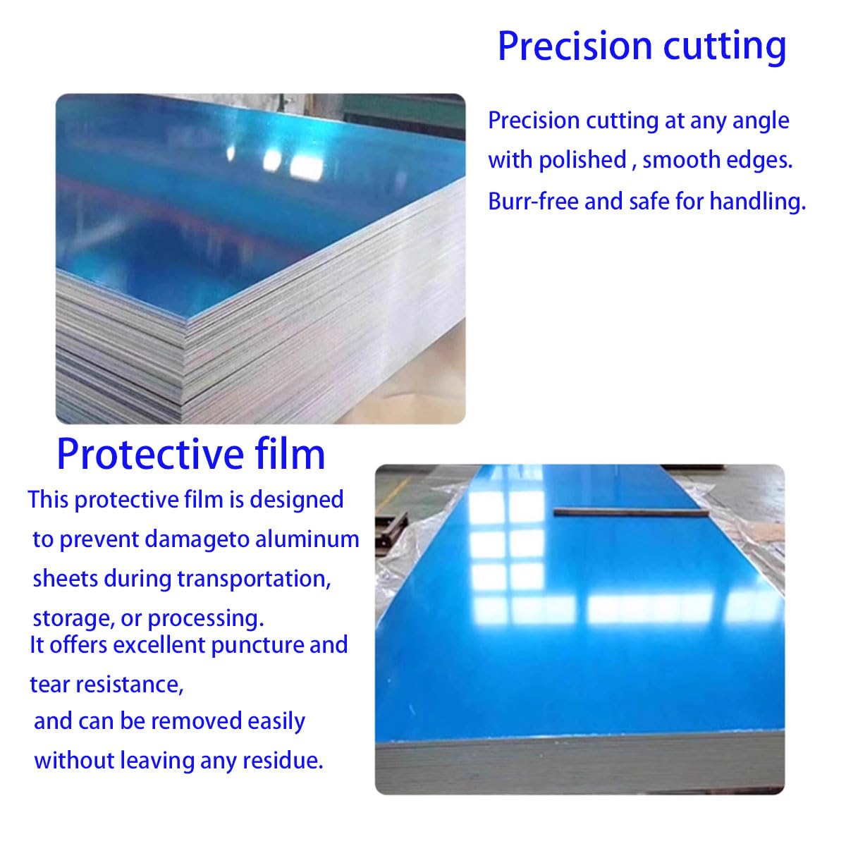 4-Pack 6061 Aluminum Sheet Metal 6x12 Inch, 3mm Thickness (0.12"), Heat Treatable Flat Plate with Double Protective