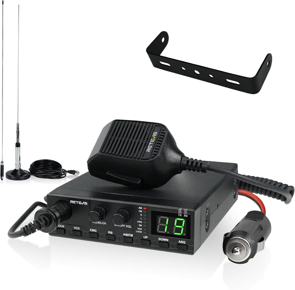 MB2 40-Channel AM/FM CB Radio Kit, CB Radio for Truck with Antenna | Easy to Use, Cigarette Lighter Fixed-Mount, VOX