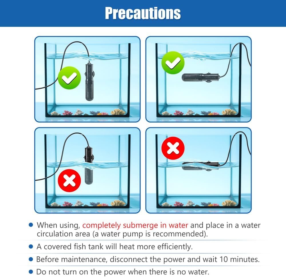 25W Mini Aquarium Heater Submersible Constant Temperature Fish Tank Betta Heater Free Thermometer Sticker Suitable