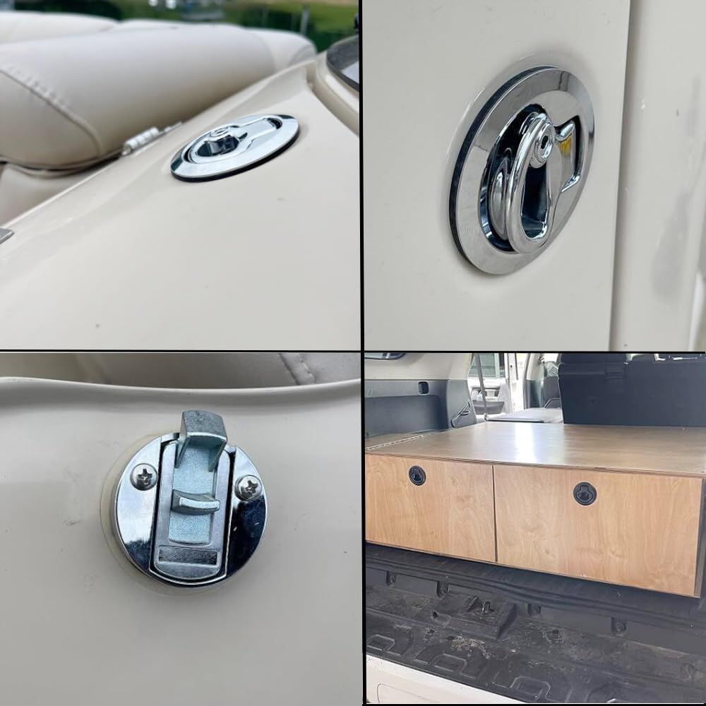 WJSKDQ Boat Latches Flush Pull Slam Latch for Boat Boor Latches Handle Keyed Lock Locking Style Silver/Black 2pcs/4pcs