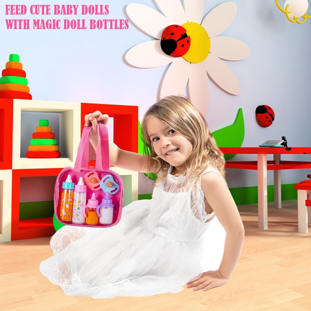 My Sweet Baby Disappearing Doll Feeding Set, Baby Care 6 Piece Doll Feeding Set - for Toy Stroller | 2 Milk & Juice
