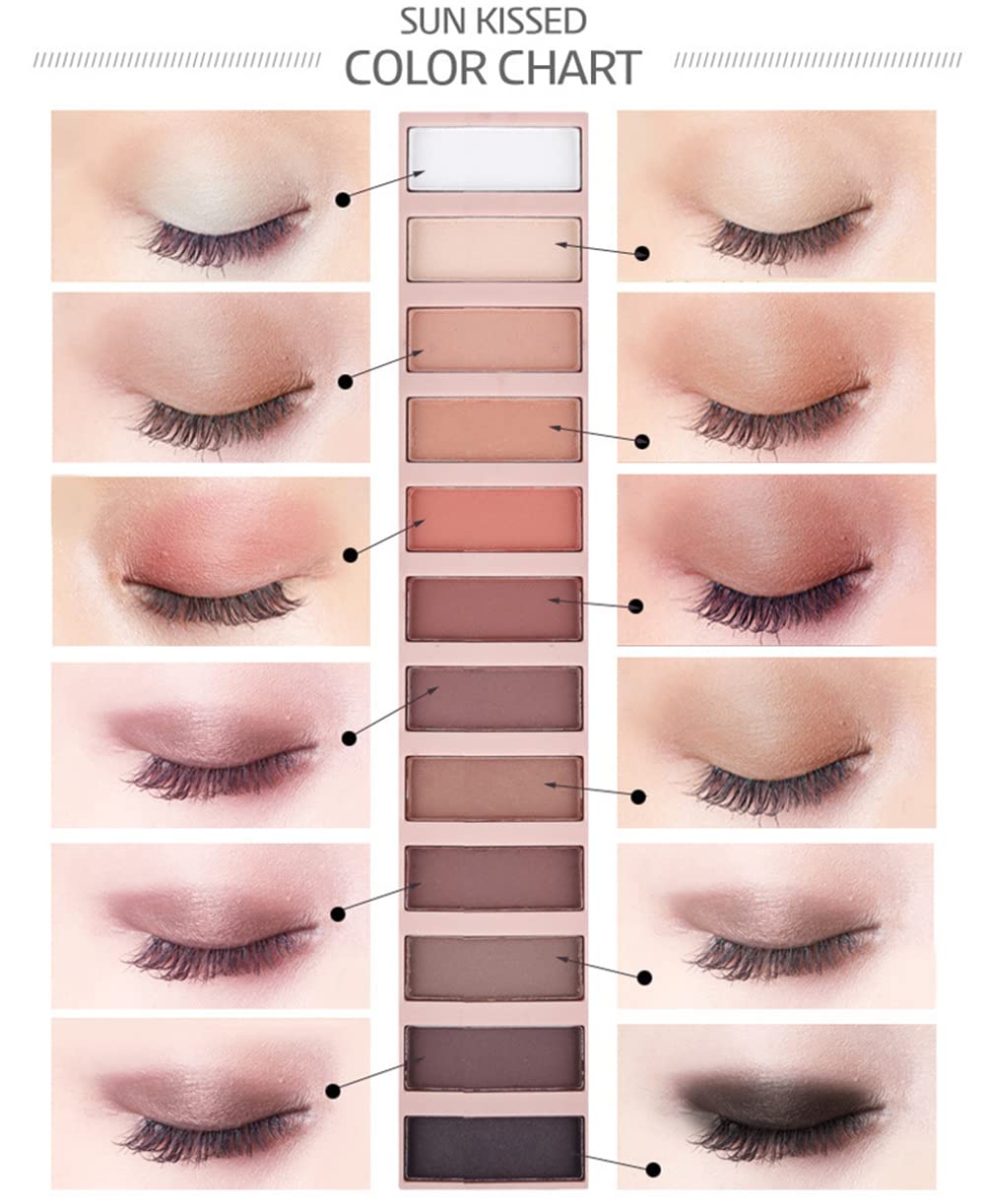 BestLand 2 Pack 12 Colors Makeup Nude Colors Eyeshadow Palette Natural Nude Matte Shimmer Glitter Pigment Eye Shadow