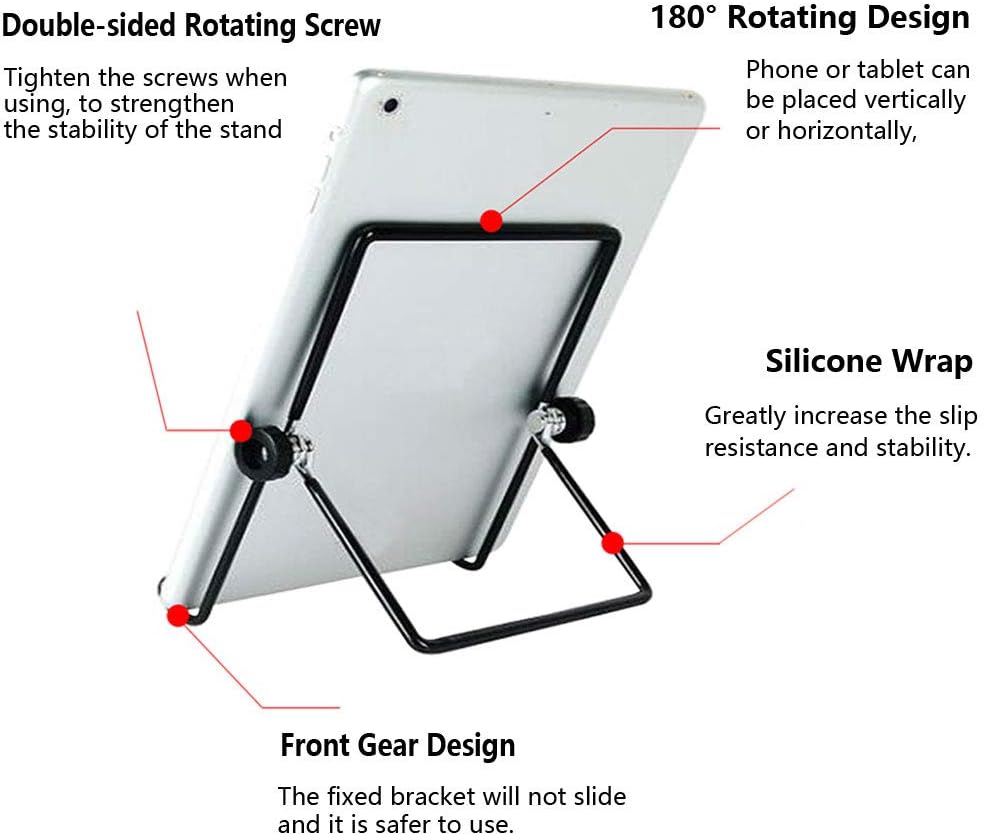 Adjustable Tablet Stand Holder 2 Pack, Non-Slip Foldable Holder Cradle Fit for 9-12.9" Tablets, iPad, Samsung and