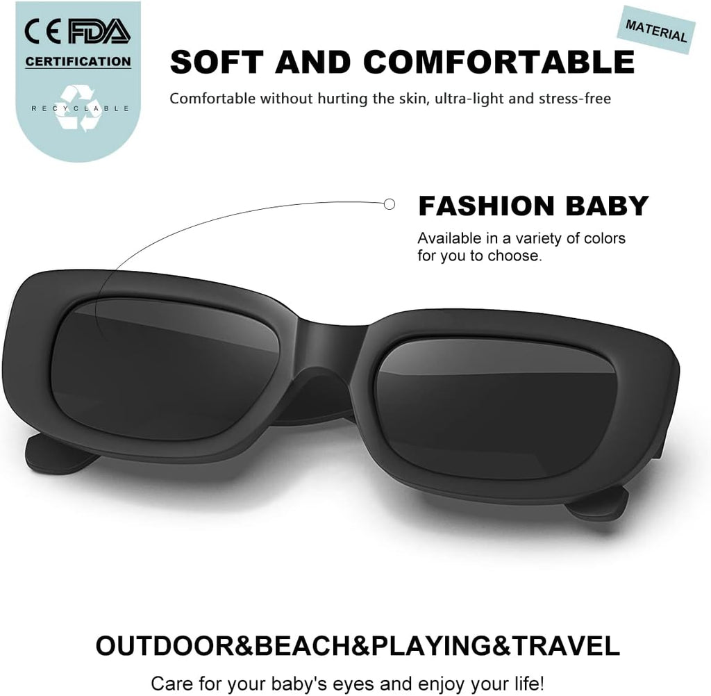 Retro Rectangle Kids Sunglasses 90’s Vintage Fashion Narrow Square Frame Glasses Shades for Girls Boys UV Protection