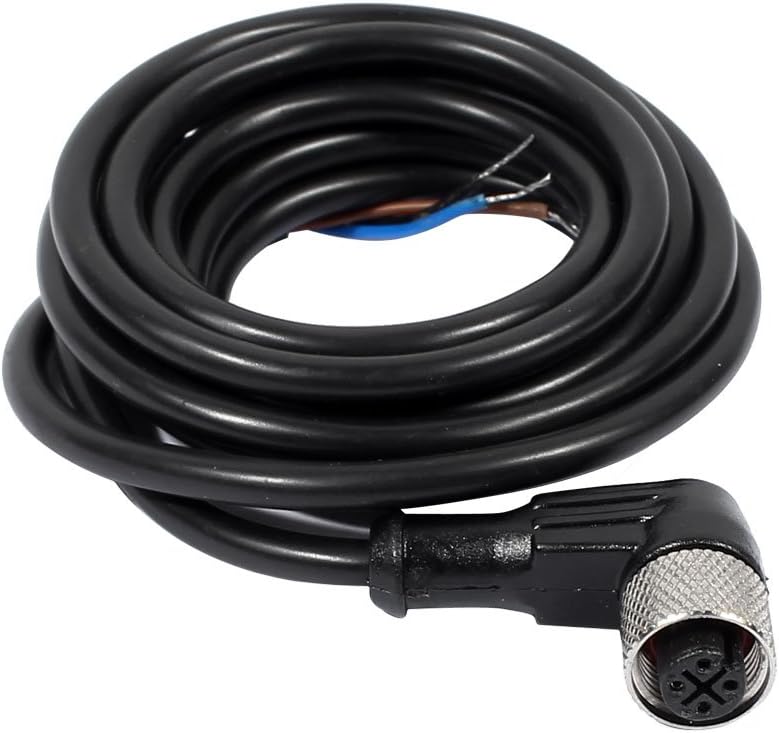 uxcell M12 2M Female Right Angle 4Pin Connector Aviation Socket Electrical Cable
