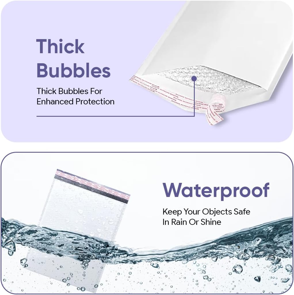 Bubble Mailers 8.5x14.5, Self Seal Poly Padded Envelopes #3, 100 Pack Bulk