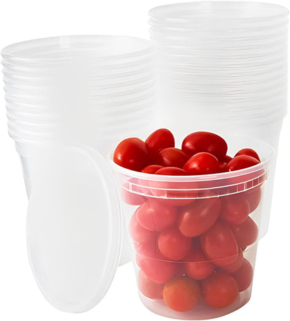 Deli-Grade BPA-Free 24oz Plastic Containers with Lids 24ct. Leakproof Microwavable Portion Container for To-Go