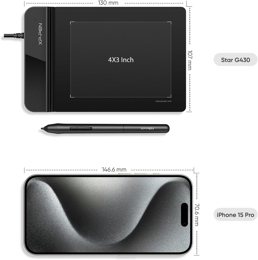 Drawing Tablet XPPen G430S OSU, Graphic Drawing Tablet with 8192 Levels Pressure Battery-Free Stylus, 4 x 3 inch