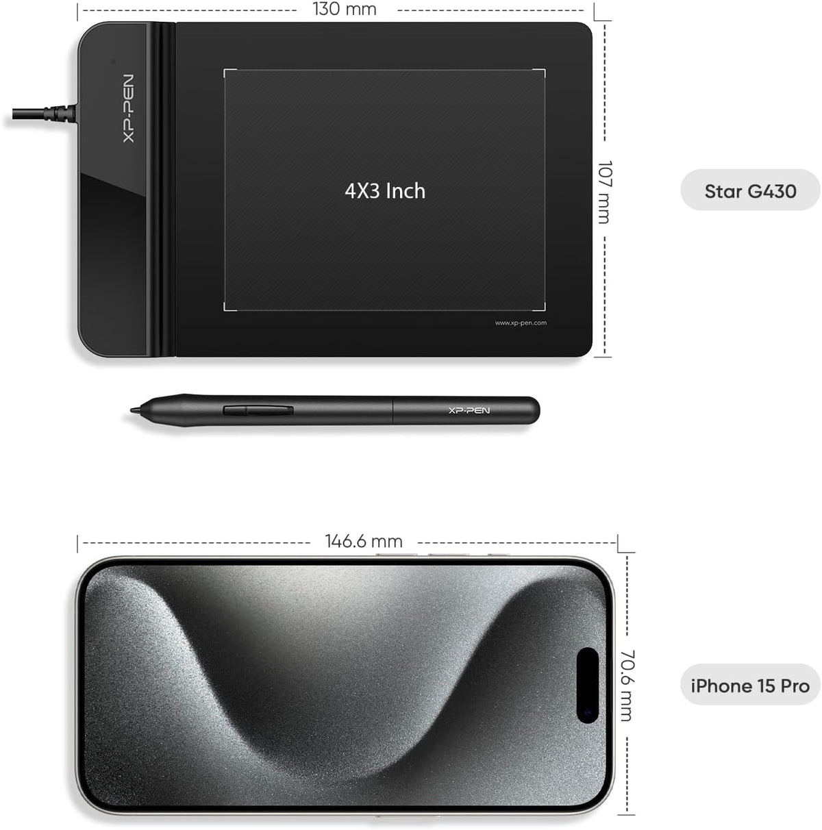 Drawing Tablet XPPen G430S OSU, Graphic Drawing Tablet with 8192 Levels Pressure Battery-Free Stylus, 4 x 3 inch