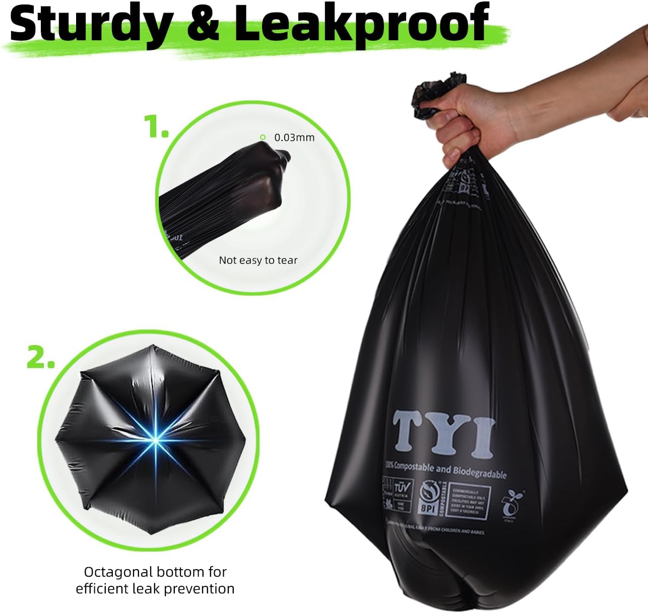 Portable Toilet Bags for Camping, 20 Count Toilet Replacement Bags, 8 Gallon, 30 Liter, 100% Biodegradeable for Use
