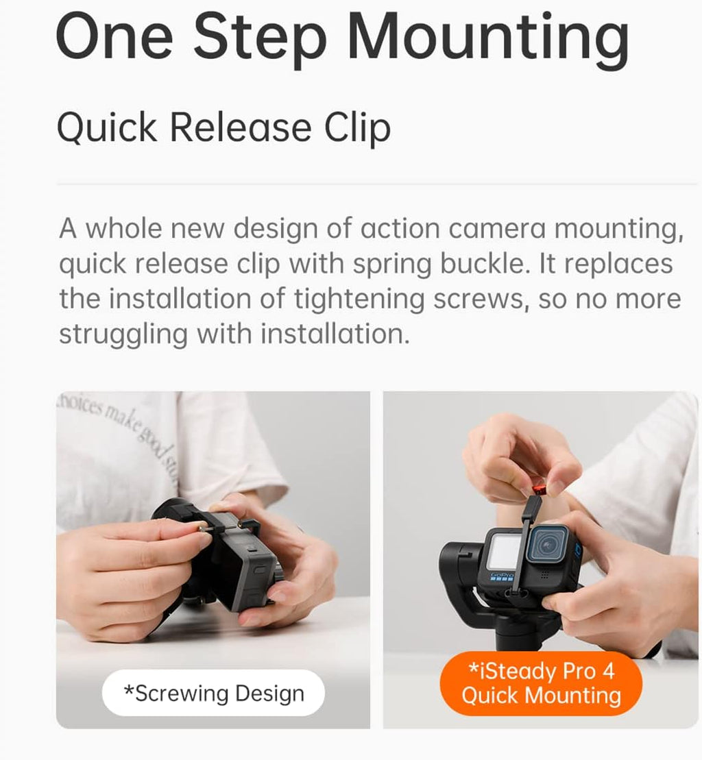 iSteady Pro 4 Action Camera Gimbal 3-Axis Splashproof Stabilizer for GoPro Hero 13/12/11/10/9/8/7/6/5/4/3,DJI OSMO