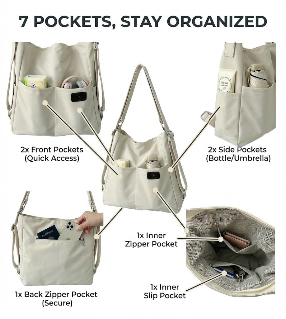 Women's Convertible Backpack 3Way Tote Bag