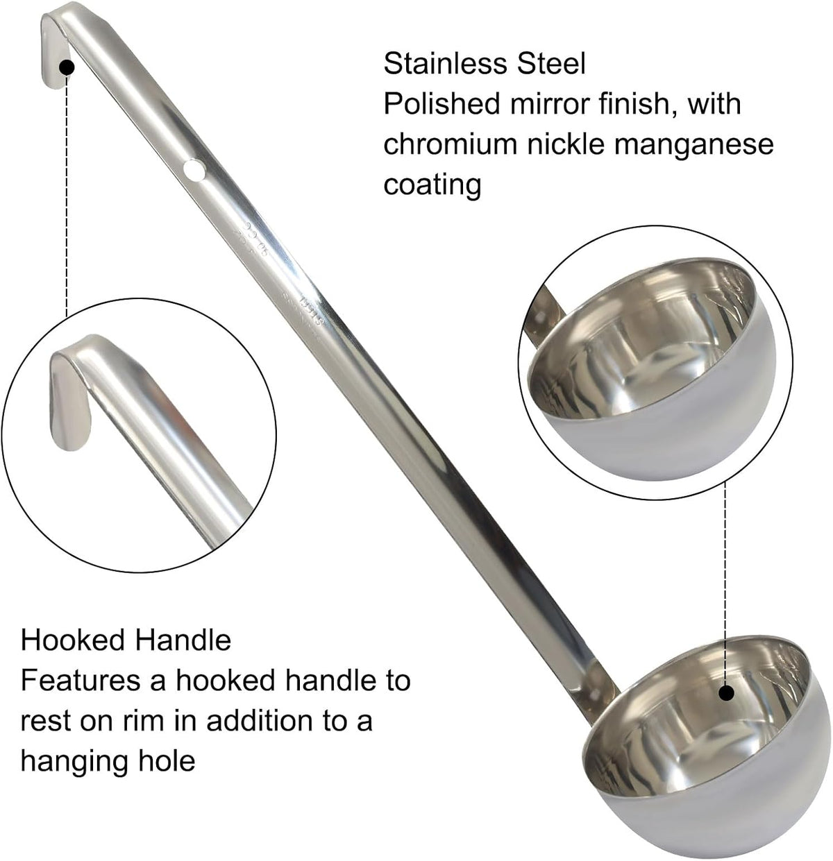 3 Oz Stainless Steel Ladle, 3 Pcs, 9" Long Handle Length