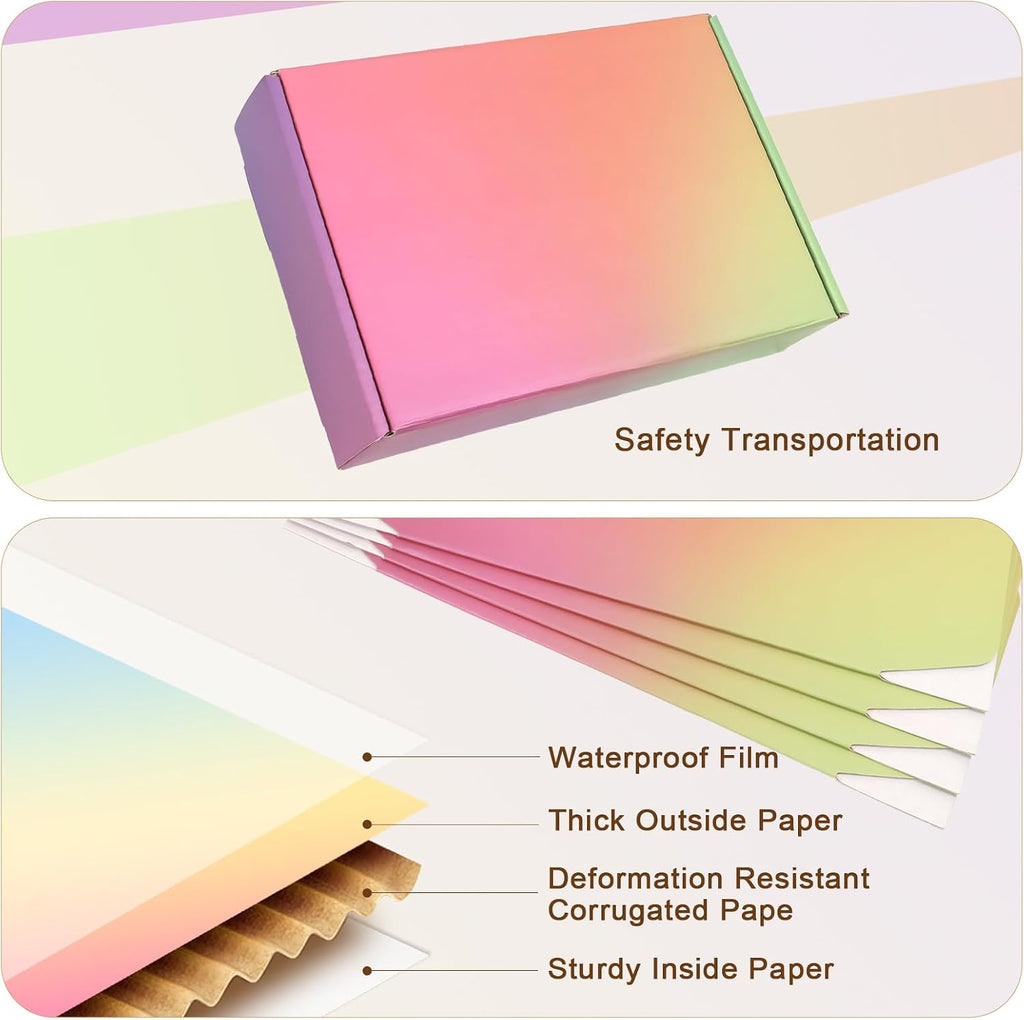 6x4x2 Shipping Boxes Small, 45 Pack Rainbow Corrugated Cardboard Mailer Boxes for Small Business, Mailing, Packaging