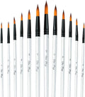 Acrylic Paint Brushes Set, 12pcs Professional Round-Pointed Tip Artist Paintbrushes for Acrylic Watercolor Oil