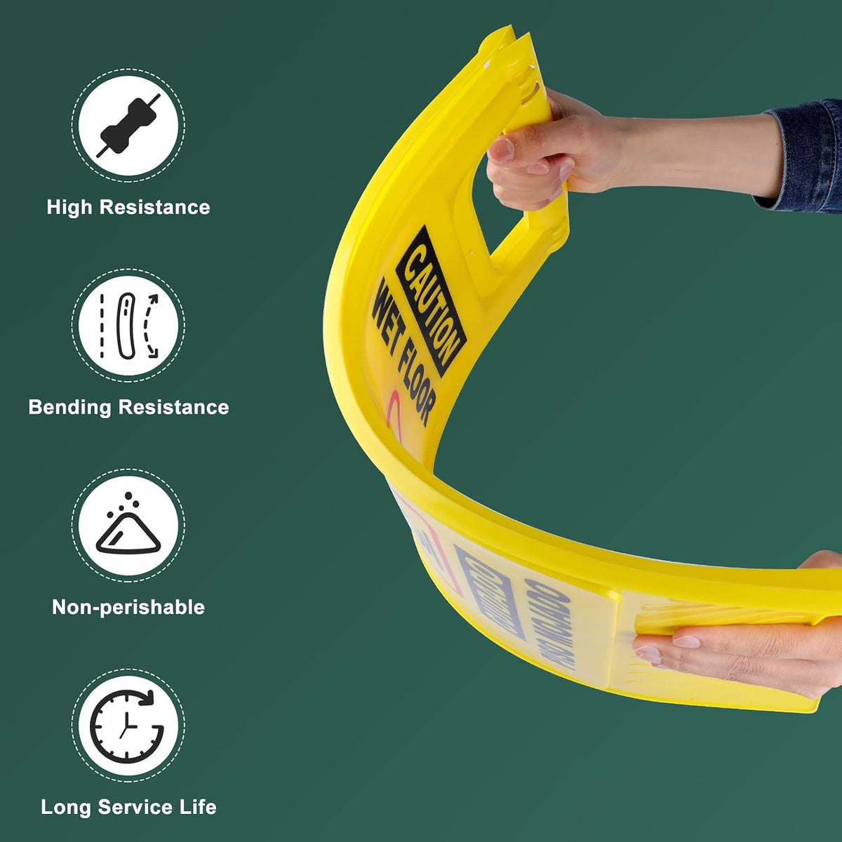 6 Pack 24 IN Caution Wet Floor Sign Bilingual Foldable Safety Sign | Safety Warning Signs Wet Floor Sign Commercial