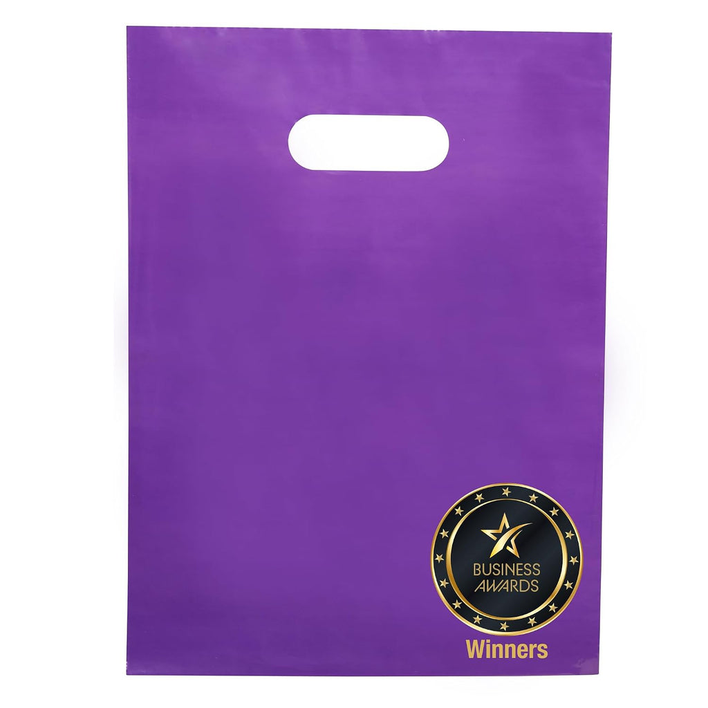100 Purple Plastic Bags With Handles 12x15 Merchandise Bags